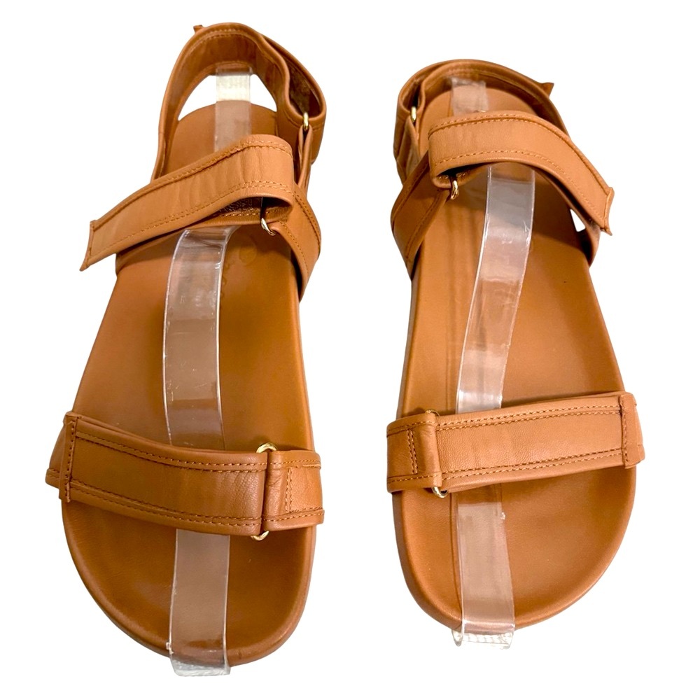 J. Crew Tan Pacific Sandals Adjustable Leather Straps Hook and Loop closure 11 - Picture 2 of 4